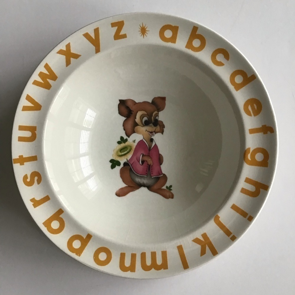 Child’s Alphabet Plate & Bowl England Woods & Sons Nursery Rhyme Bunny Vintage - Picture 3 of 16